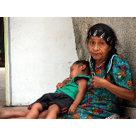 Old mayan woman with her grandson